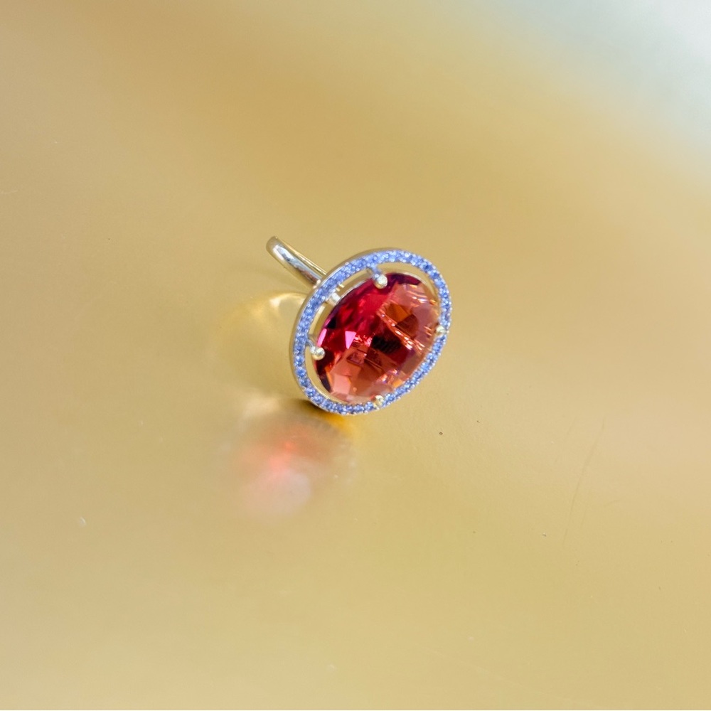 Elegant Red and Silver Women's Ring adjustable
